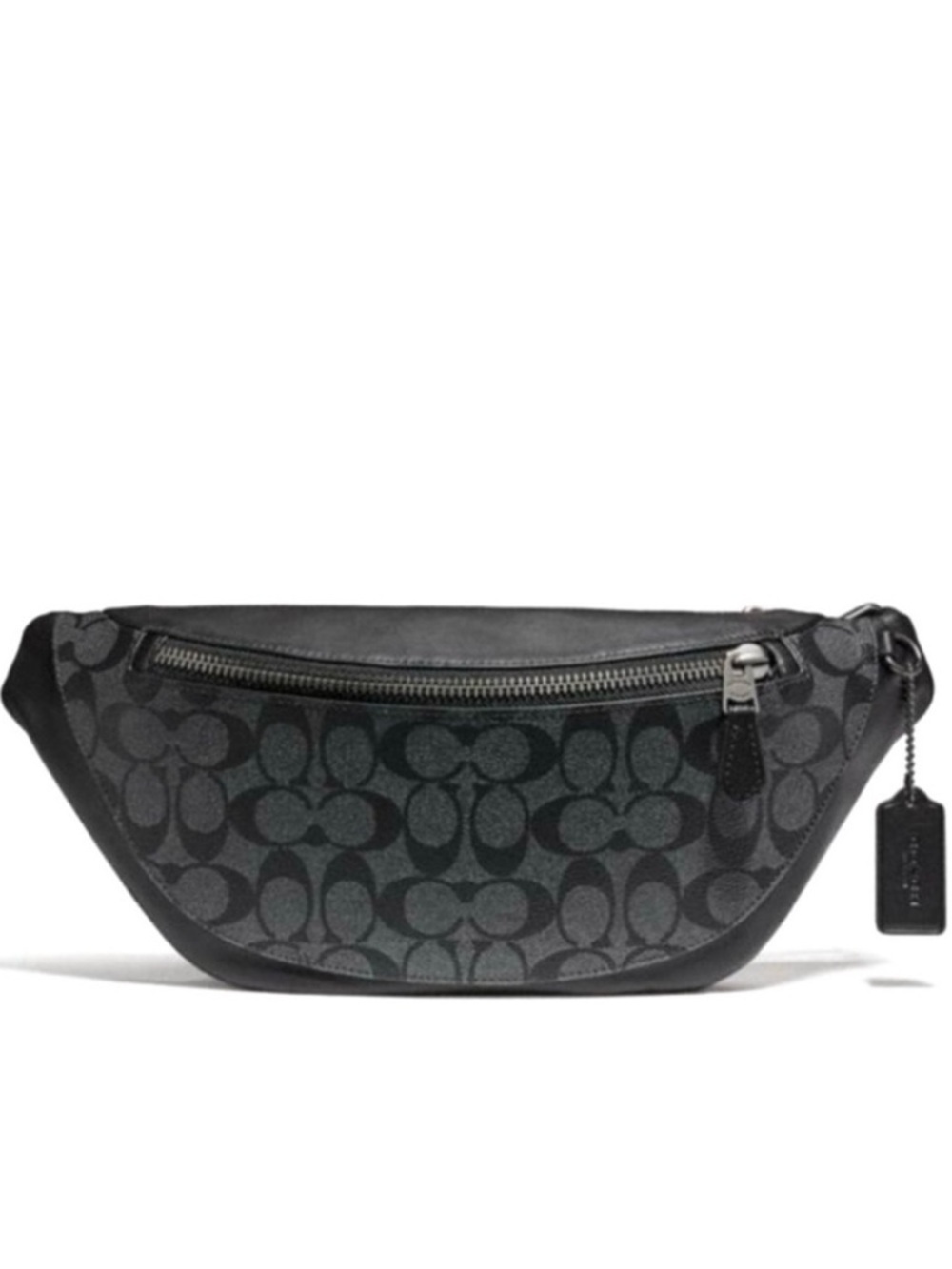COACH Warren Unisex Belt Bag in Charcoal/Black Signature Canvas